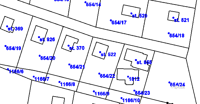 Parcela st. 522 v KÚ Stříbrná Skalice, Katastrální mapa