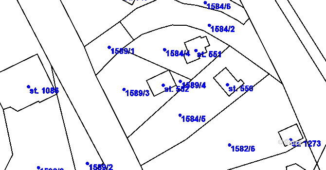 Parcela st. 552 v KÚ Stříbrná Skalice, Katastrální mapa
