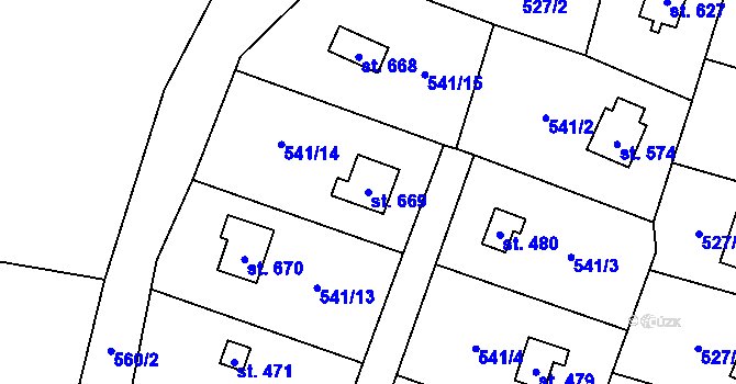 Parcela st. 669 v KÚ Stříbrná Skalice, Katastrální mapa