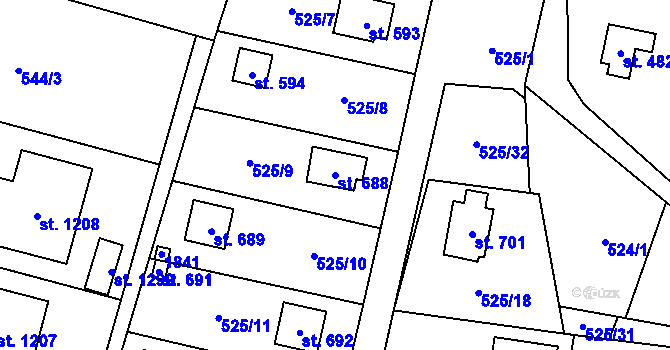 Parcela st. 688 v KÚ Stříbrná Skalice, Katastrální mapa