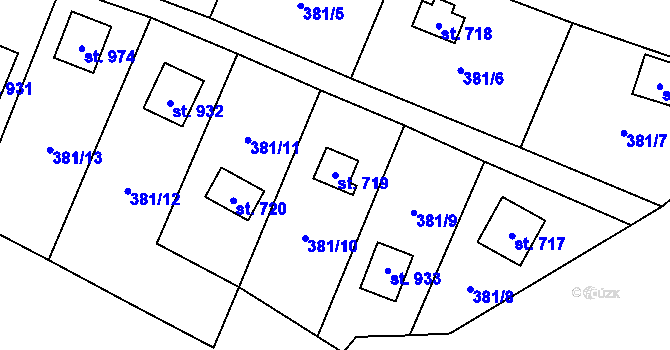 Parcela st. 719 v KÚ Stříbrná Skalice, Katastrální mapa