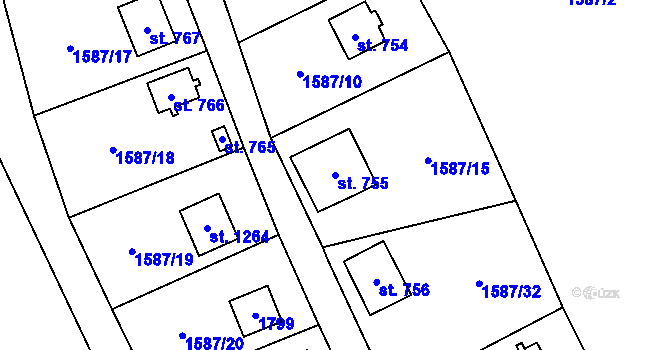 Parcela st. 755 v KÚ Stříbrná Skalice, Katastrální mapa
