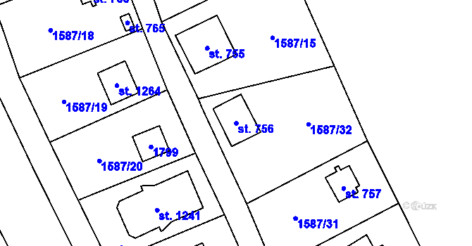 Parcela st. 756 v KÚ Stříbrná Skalice, Katastrální mapa