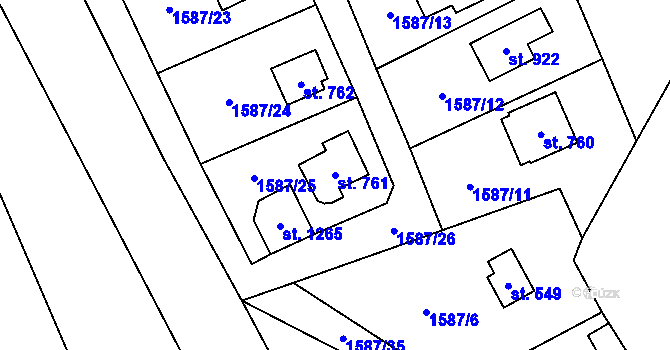 Parcela st. 761 v KÚ Stříbrná Skalice, Katastrální mapa