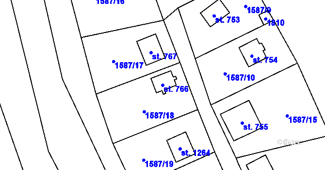 Parcela st. 766 v KÚ Stříbrná Skalice, Katastrální mapa