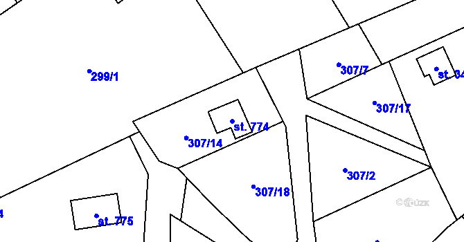 Parcela st. 774 v KÚ Stříbrná Skalice, Katastrální mapa