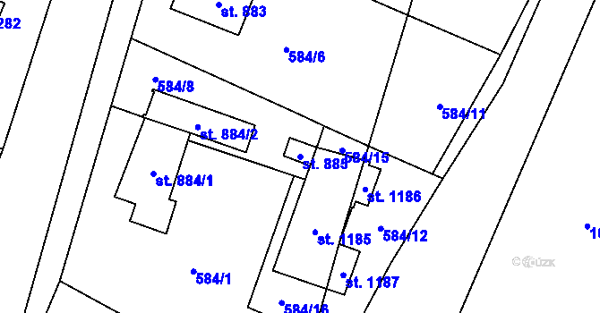 Parcela st. 885 v KÚ Stříbrná Skalice, Katastrální mapa