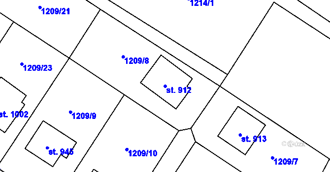 Parcela st. 912 v KÚ Stříbrná Skalice, Katastrální mapa