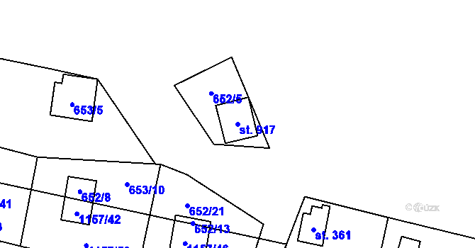 Parcela st. 917 v KÚ Stříbrná Skalice, Katastrální mapa