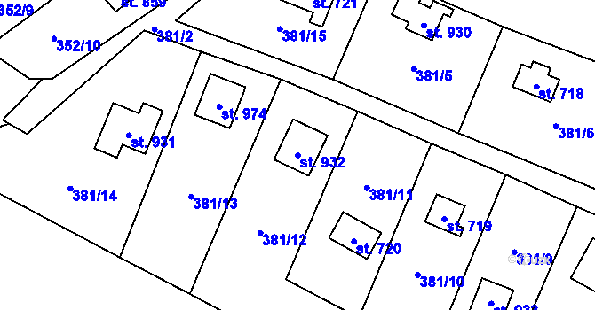 Parcela st. 932 v KÚ Stříbrná Skalice, Katastrální mapa