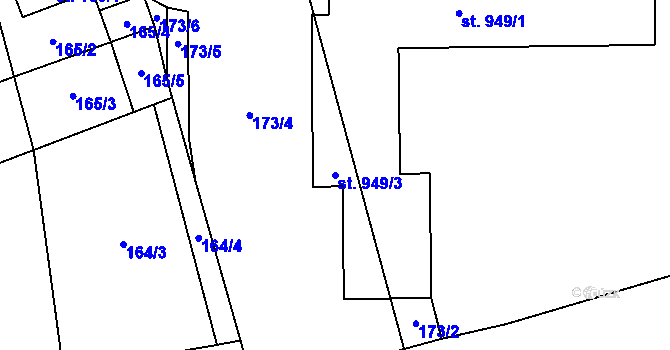 Parcela st. 949/3 v KÚ Stříbrná Skalice, Katastrální mapa