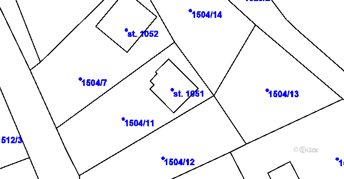 Parcela st. 1051 v KÚ Stříbrná Skalice, Katastrální mapa