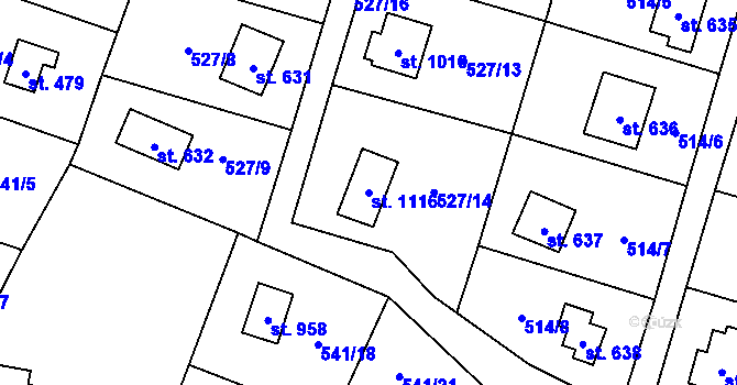 Parcela st. 1116 v KÚ Stříbrná Skalice, Katastrální mapa