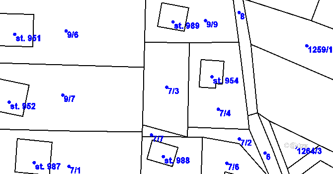 Parcela st. 7/3 v KÚ Stříbrná Skalice, Katastrální mapa