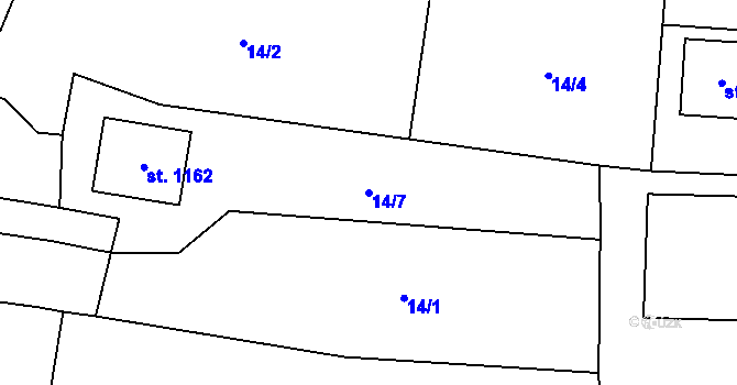 Parcela st. 14/7 v KÚ Stříbrná Skalice, Katastrální mapa