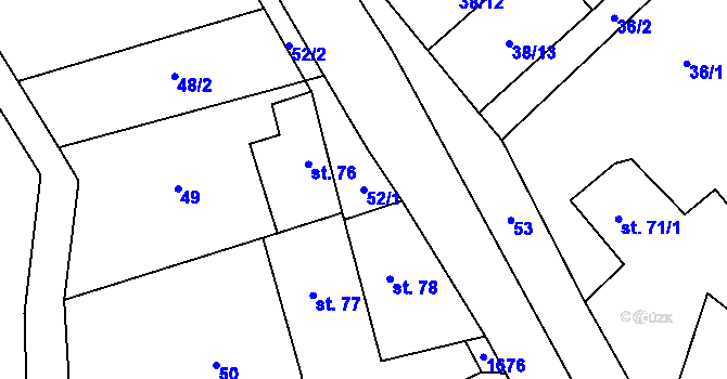 Parcela st. 52/1 v KÚ Stříbrná Skalice, Katastrální mapa