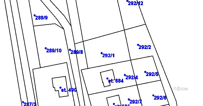 Parcela st. 292/1 v KÚ Stříbrná Skalice, Katastrální mapa