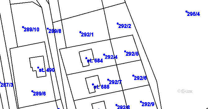 Parcela st. 292/4 v KÚ Stříbrná Skalice, Katastrální mapa