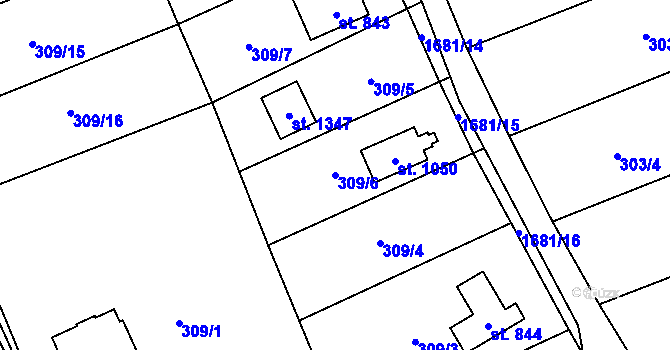 Parcela st. 309/6 v KÚ Stříbrná Skalice, Katastrální mapa