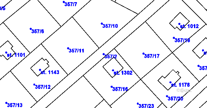 Parcela st. 357/2 v KÚ Stříbrná Skalice, Katastrální mapa