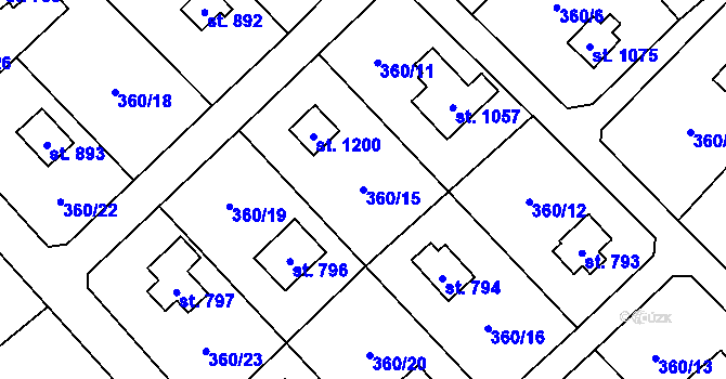 Parcela st. 360/15 v KÚ Stříbrná Skalice, Katastrální mapa