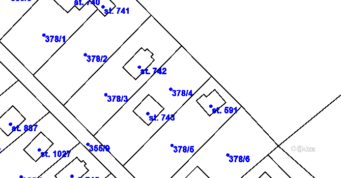 Parcela st. 378/4 v KÚ Stříbrná Skalice, Katastrální mapa