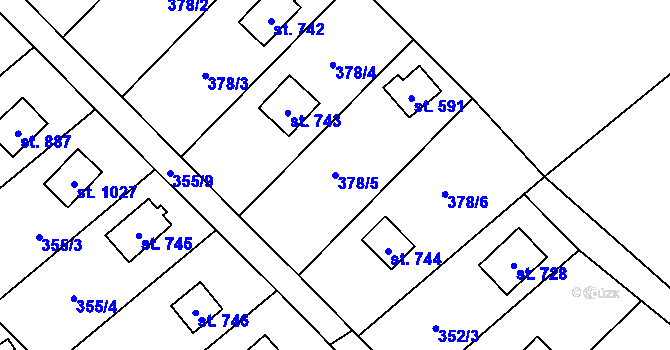 Parcela st. 378/5 v KÚ Stříbrná Skalice, Katastrální mapa