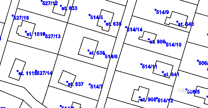 Parcela st. 514/6 v KÚ Stříbrná Skalice, Katastrální mapa