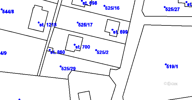 Parcela st. 525/2 v KÚ Stříbrná Skalice, Katastrální mapa
