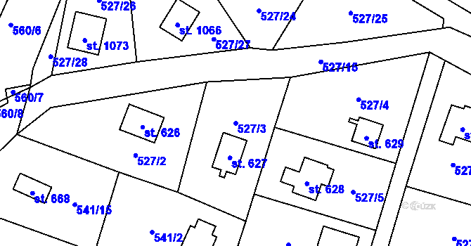 Parcela st. 527/3 v KÚ Stříbrná Skalice, Katastrální mapa