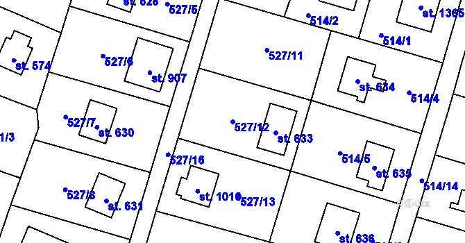 Parcela st. 527/12 v KÚ Stříbrná Skalice, Katastrální mapa