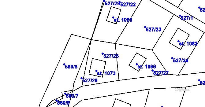 Parcela st. 527/26 v KÚ Stříbrná Skalice, Katastrální mapa