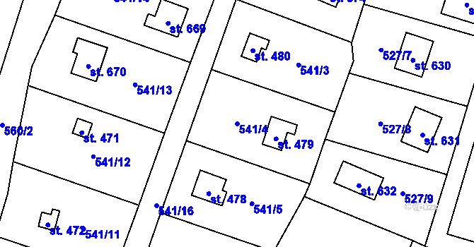 Parcela st. 541/4 v KÚ Stříbrná Skalice, Katastrální mapa