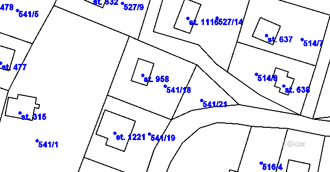 Parcela st. 541/18 v KÚ Stříbrná Skalice, Katastrální mapa