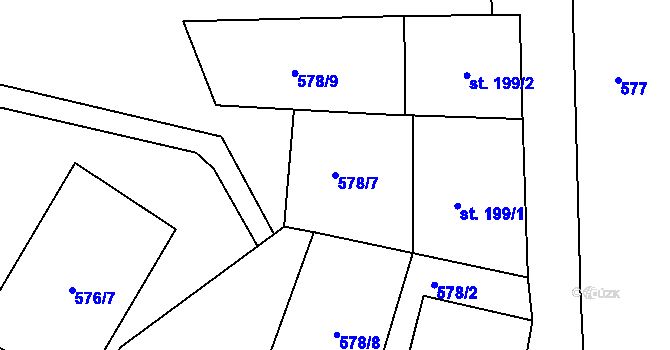 Parcela st. 578/7 v KÚ Stříbrná Skalice, Katastrální mapa