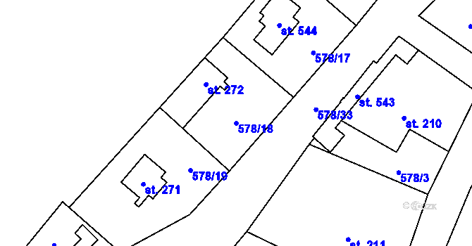 Parcela st. 578/18 v KÚ Stříbrná Skalice, Katastrální mapa