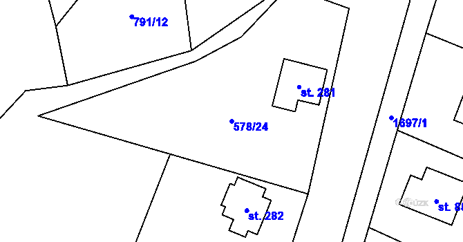 Parcela st. 578/24 v KÚ Stříbrná Skalice, Katastrální mapa