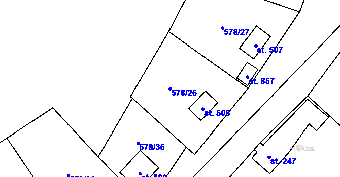 Parcela st. 578/26 v KÚ Stříbrná Skalice, Katastrální mapa