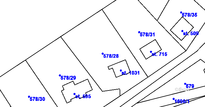 Parcela st. 578/28 v KÚ Stříbrná Skalice, Katastrální mapa