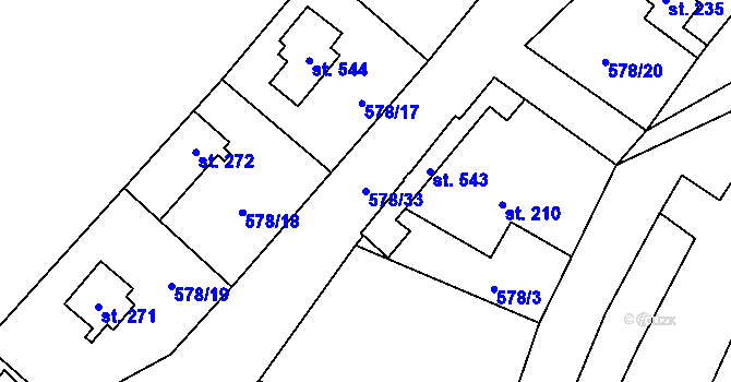 Parcela st. 578/33 v KÚ Stříbrná Skalice, Katastrální mapa