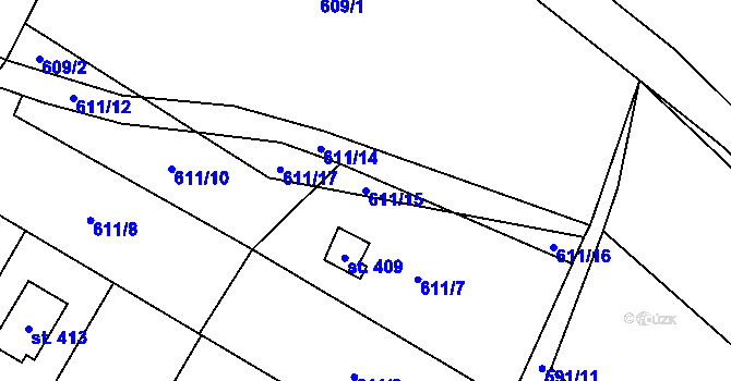 Parcela st. 611/15 v KÚ Stříbrná Skalice, Katastrální mapa