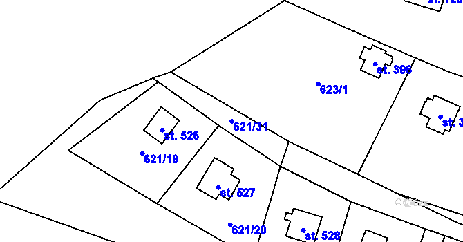 Parcela st. 621/31 v KÚ Stříbrná Skalice, Katastrální mapa