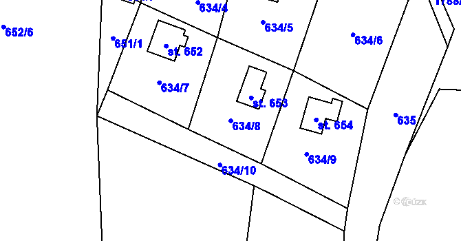 Parcela st. 634/8 v KÚ Stříbrná Skalice, Katastrální mapa