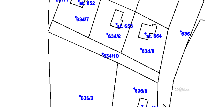 Parcela st. 634/10 v KÚ Stříbrná Skalice, Katastrální mapa
