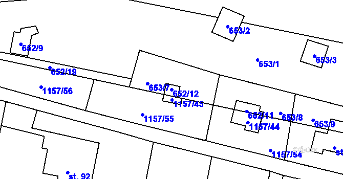 Parcela st. 652/12 v KÚ Stříbrná Skalice, Katastrální mapa