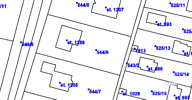 Parcela st. 544/6 v KÚ Stříbrná Skalice, Katastrální mapa
