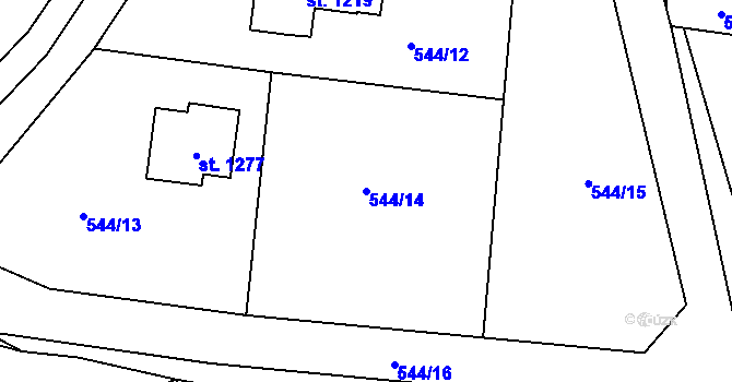 Parcela st. 544/14 v KÚ Stříbrná Skalice, Katastrální mapa