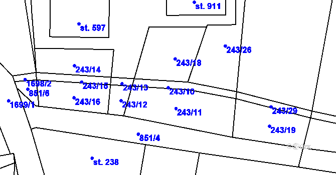 Parcela st. 243/10 v KÚ Stříbrná Skalice, Katastrální mapa