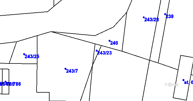 Parcela st. 243/23 v KÚ Stříbrná Skalice, Katastrální mapa