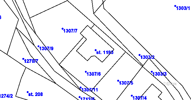 Parcela st. 1193 v KÚ Stříbrná Skalice, Katastrální mapa